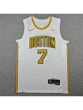 Youths Kids Jaylen Brown White Gold Stitched Jersey